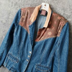 Gordon & James Women's Size Medium‎ Blue Denim Jean Jacket Large Stitching